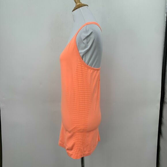 Under Armour Heat Gear Tank Top Women's Size M Neon Orange Fitted Racerback Tee - Picture 3 of 9